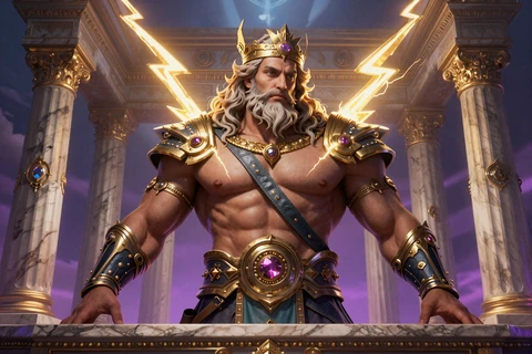 Gates of Olympus Slot mit Zeus und goldenen Blitzen im 1Go Casino