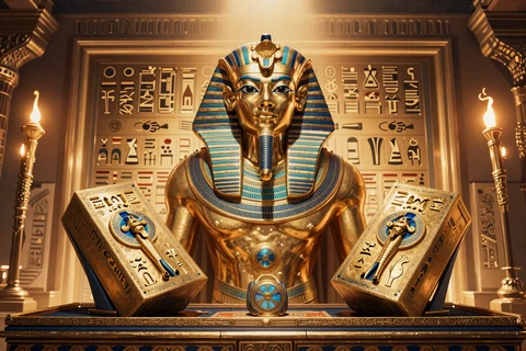 Book of Ra Deluxe Slot mit &auml;gyptischem Buch und Pyramide